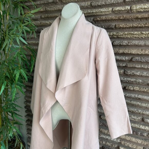 Guess Light Pink Faux Suede Open Drape Asymmetrical Duster Jacket Coat Size M - Picture 10 of 11